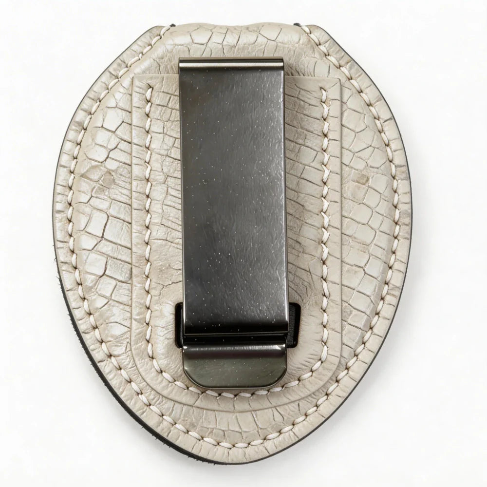 Personalized Genuine Leather Oval Police Badge Holder - L004 Case with Belt Clip & Neck Chain