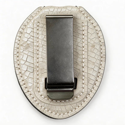 Personalized Genuine Leather Oval Police Badge Holder - L004 Case with Belt Clip & Neck Chain