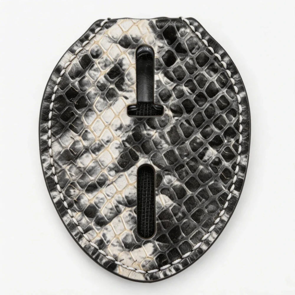 Personalized Genuine Leather Oval Police Badge Holder - P001 Case with Belt Clip & Neck Chain