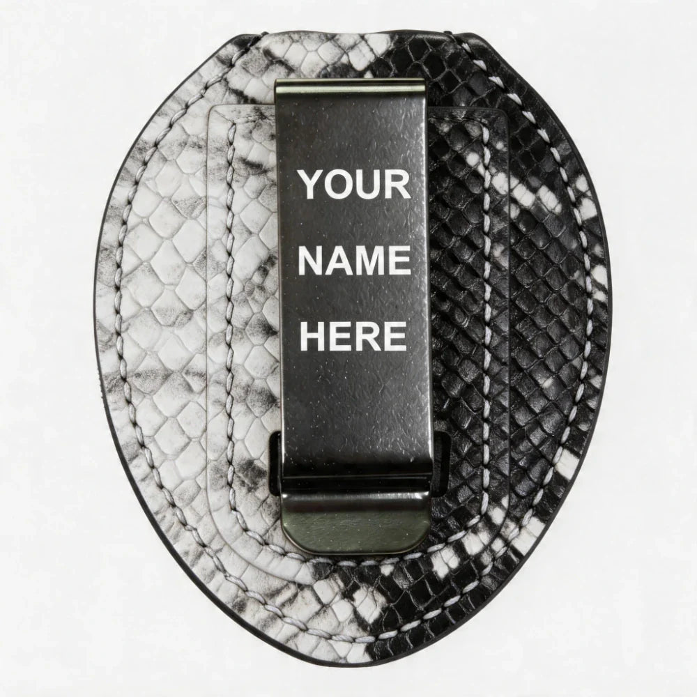 Personalized Genuine Leather Oval Police Badge Holder - P010 Case with Belt Clip & Neck Chain