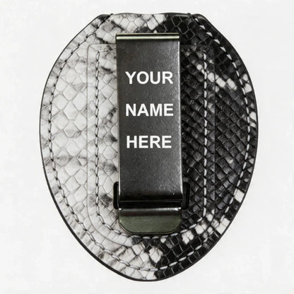 Personalized Genuine Leather Oval Police Badge Holder - P010 Case with Belt Clip & Neck Chain