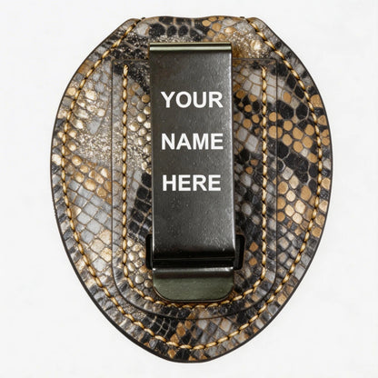 Personalized Genuine Leather Oval Police Badge Holder - S006 Case with Belt Clip & Neck Chain