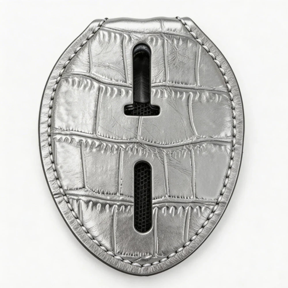 Personalized Genuine Leather Oval Police Badge Holder - B006 Case with Belt Clip & Neck Chain