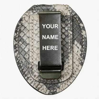 Personalized Genuine Leather Oval Police Badge Holder - P009 Case with Belt Clip & Neck Chain
