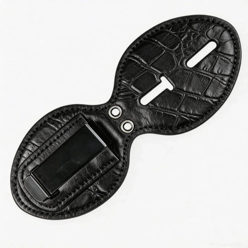 Personalized Genuine Leather Oval Police Badge Holder - C001 Case with Belt Clip & Neck Chain