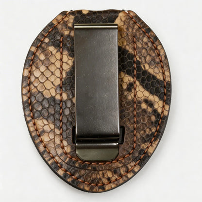 Personalized Genuine Leather Oval Police Badge Holder - P004 Case with Belt Clip & Neck Chain