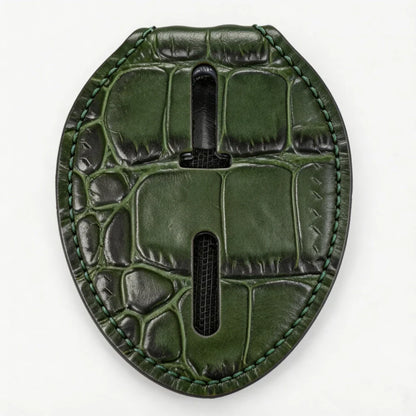 Personalized Genuine Leather Oval Police Badge Holder - C005 Case with Belt Clip & Neck Chain