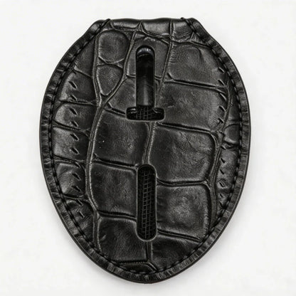 Personalized Genuine Leather Oval Police Badge Holder - C001 Case with Belt Clip & Neck Chain