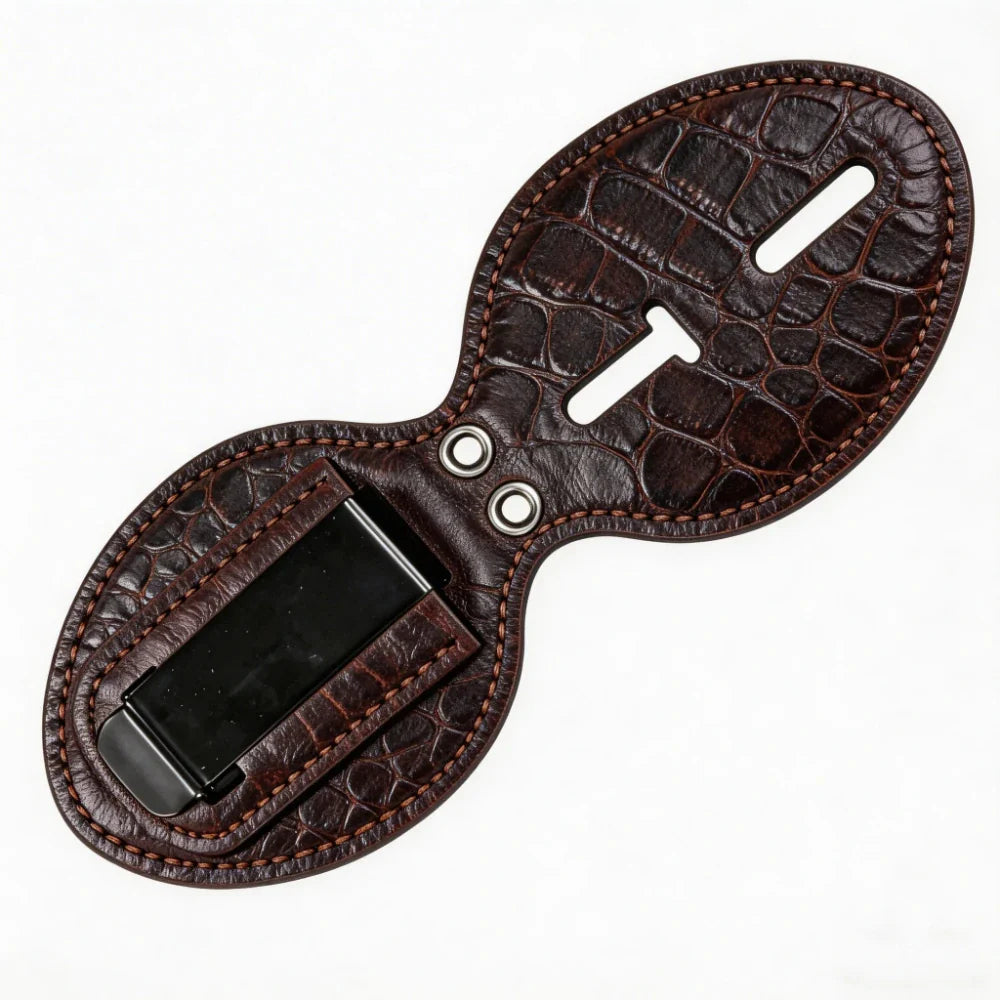 Personalized Genuine Leather Oval Police Badge Holder - C002 Case with Belt Clip & Neck Chain
