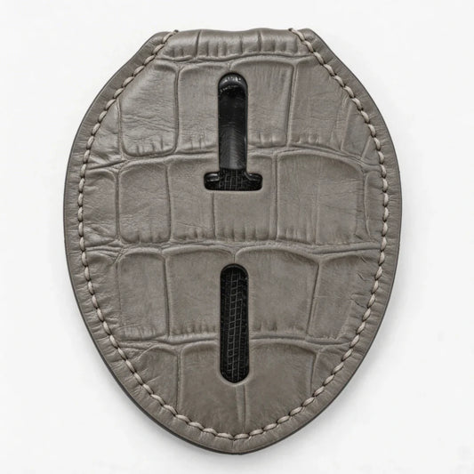 Personalized Genuine Leather Oval Police Badge Holder - B007 Case with Belt Clip & Neck Chain