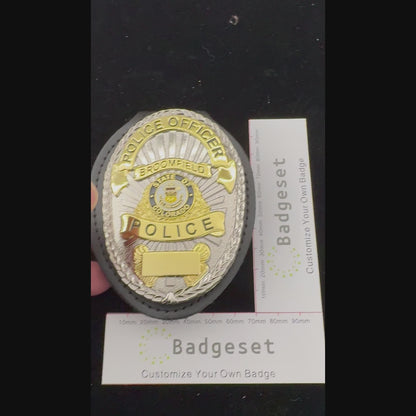 Insignia de la policía de Broomfield. Número personalizable. Insignia personalizable.