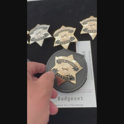 CCSO Cook County Sheriff Star Gold Badge Customizable Number Moive Props