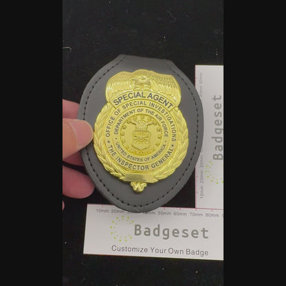 US AFOSI/OSI Air Force Office of Special Investigations Special Agent Badge Replik Filmrequisiten Anpassbare Nummer