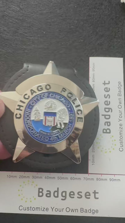 CPD Chicago Réplica de Insignia Utilería de Cine Texto y Número Personalizables